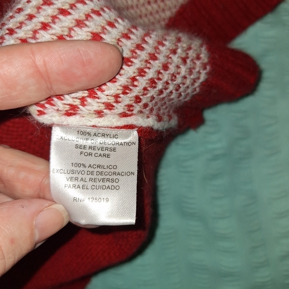 Joseph A Red White Cowl Neck Sweater XL - Picture 6 of 6